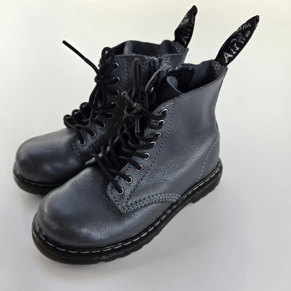 Botas de combate metálicas Doctor Dr. Martens meninas Pascal jovens crianças tamanho 10 - Imagem 3 de 4