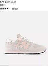 New Balance 574 GC574EVK Big Kid s Sneaker RainCloud Pink Mesh Suede Size 6 New