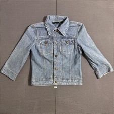 DKNY Jeans Womens Light Wash Blue Denim Jacket XS Button Front Cotton