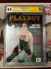 Playboy V37 #12 December 1990 CGC 8.5 Signed By Sherilyn Fenn
