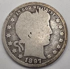 《Silver》1897-S USA BARBER QUARTER -- .1808 OZ of SILVER!!!