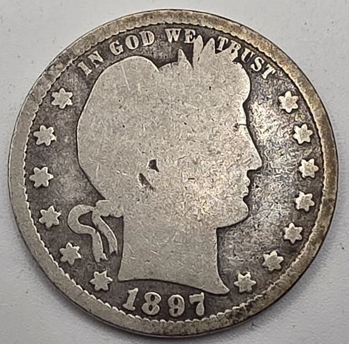 《Silver》1897-S USA BARBER QUARTER -- .1808 OZ of SILVER!!!