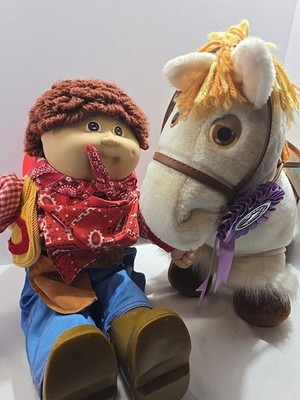 Vintage Cabbage Patch Kids Show Pony 1984 & Kid 1978-82 In Western Outfit