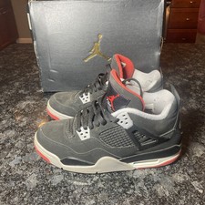 NIKE Air Jordan 4 Retro Black/Fire Red Cement Grey Size 6Y 408452-060