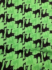 44 x 1 Yard Halloween Creepy Black Cats on Neon Green 100 Cotton Fabric