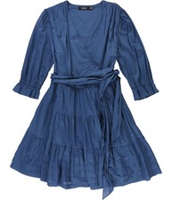 Ralph Lauren Womens Belted Midi Dress, Blue, 18