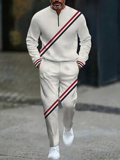 2025 Autumn New Simple And Fashionable Red And Black Stripe Pattern Men's Sports