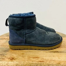 UGG CLASSIC MINI II EVE BLUE SUEDE SHEEPSKIN WINTER WOMEN'S BOOTS SIZE US 8
