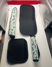Leaf Print Baby Car Seat Strap Covers Pads Set 4-Piece White Green Black