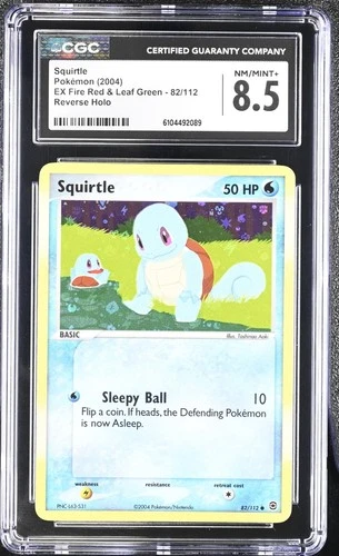 CGC 8.5 Squirtle 82/112 2004 EX Fire Red & Leaf Green Common Reverse Holo