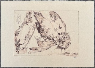 Horst Janssen bird etching 1980 autographed