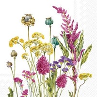 20 Servietten Evergreen Wildblumen Wiese Schafgarbe GräSer Mohn Sommer 33X33Cm