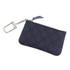 GUCCI Key pouch GG Supreme/Leather Dusty blue 820666