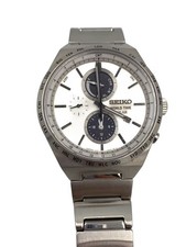 SEIKO Solar Wristwatch Analog Stainless WHT SLV SS V195 0AE0
