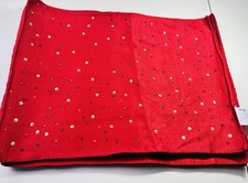 Set of 8 Pier 1 Holiday Christmas placemats Rectangle, Red cloth sequins beads.