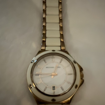 #ad Michael Kors Women’s Quartz Two Tone Bracelet Watch White Dial Date $35.00