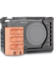 Full Camera Cage with Wood Handle for Sony Alpha ZV-E1 Video Frame Cage