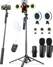 Vlogging Kit for iPhone/Android - 63" Tripod Light Wireless Mic Remote