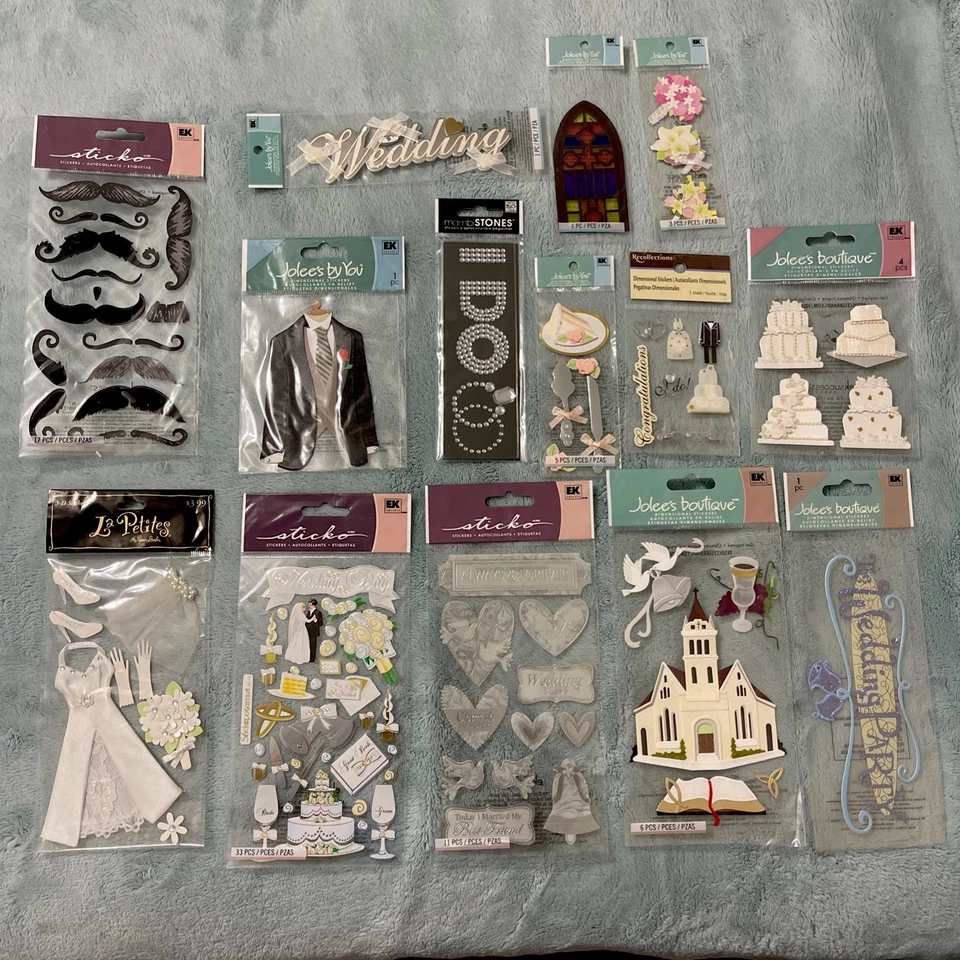Lote de 14 pegatinas para álbumes de recortes con tema de boda todas nuevas en paquetes ver fotos Foto 2 de 4