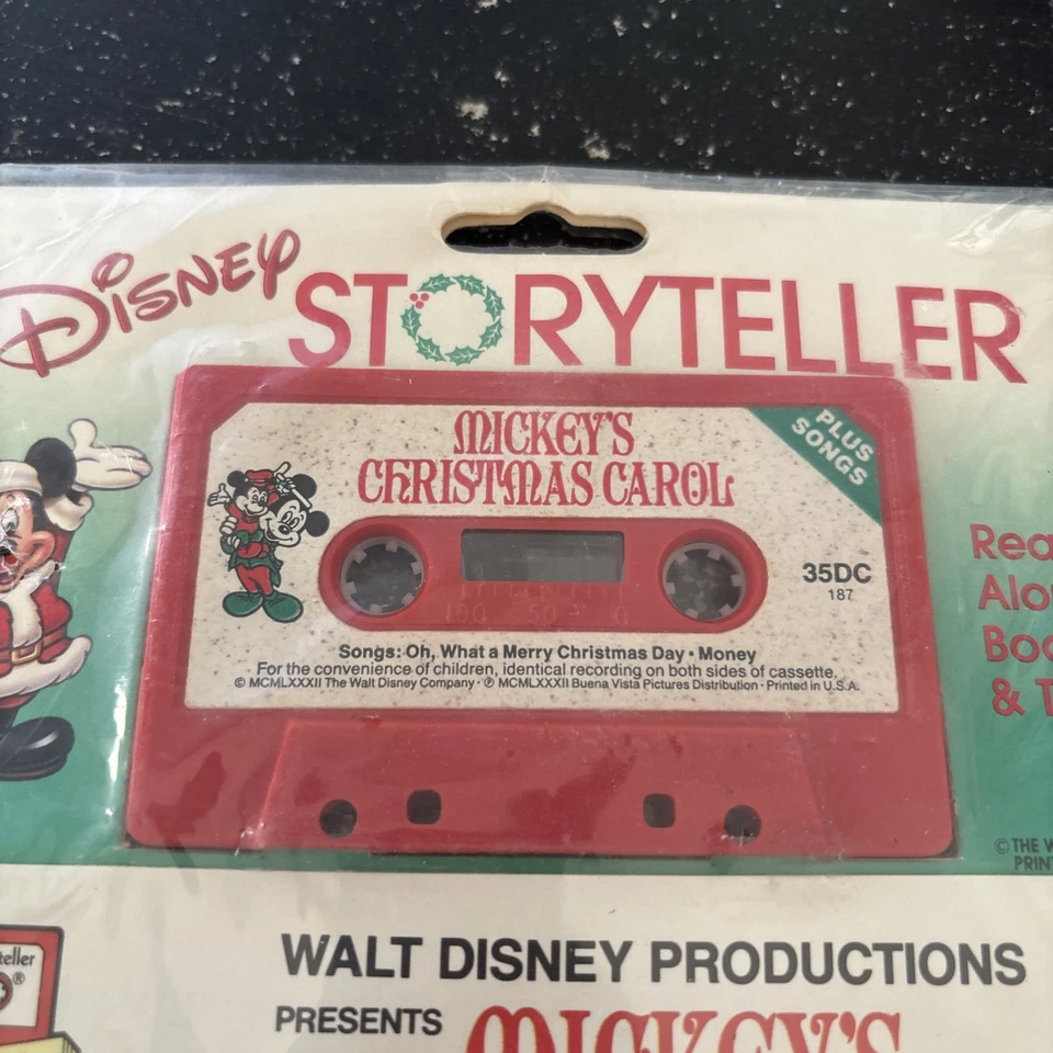 Walt Disney Mickey’s Christmas Carol Book w/ Read-Along Audio Cassette Tape New - Image 2 of 4
