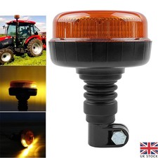 Rotating Flashing Amber Beacon Flexible DIN Pole Mount Tractor Warning Light UK