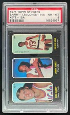 1971-72 Topps Trios Stickers Rick Barry Larry Jones Julius Keye PSA 8