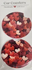 Ceramic Car Coaster with Hearts Design FREE SHIPPING