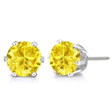 6MM Canary Yellow Round Cubic Zirconia CZ Pos...