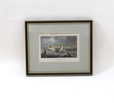 Vintage Engraving Print Swansea Harbour Wales  Black Gold Frame 10&rdquo; X 9&rdquo;