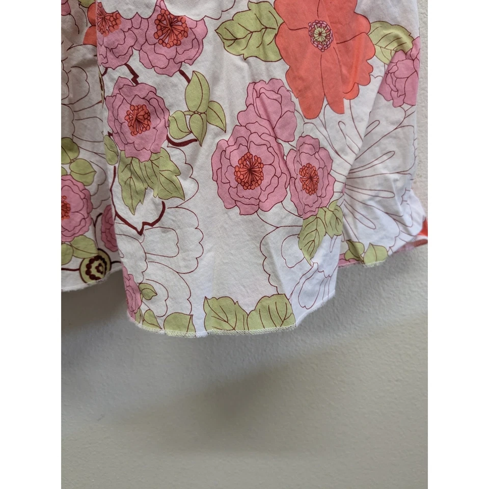 Lapislázuli Blanco y Rosa Floral Hasta la Rodilla Vestido Pascua Iglesia Algodón Talla Pequeña Foto 4 de 4