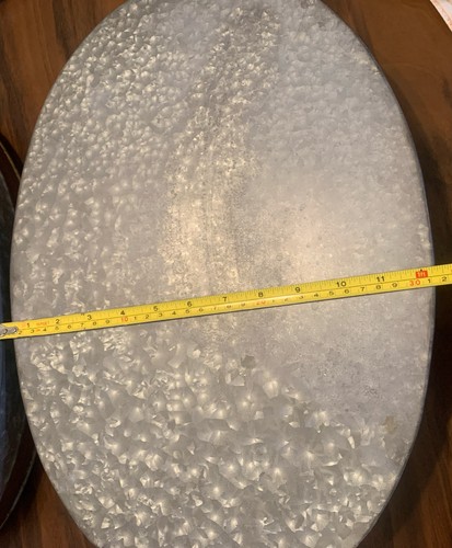 2 Large VTG Style Oval Rustic Galvanized Metal Serving Tray Gray Farmhouse - Picture 10 of 11