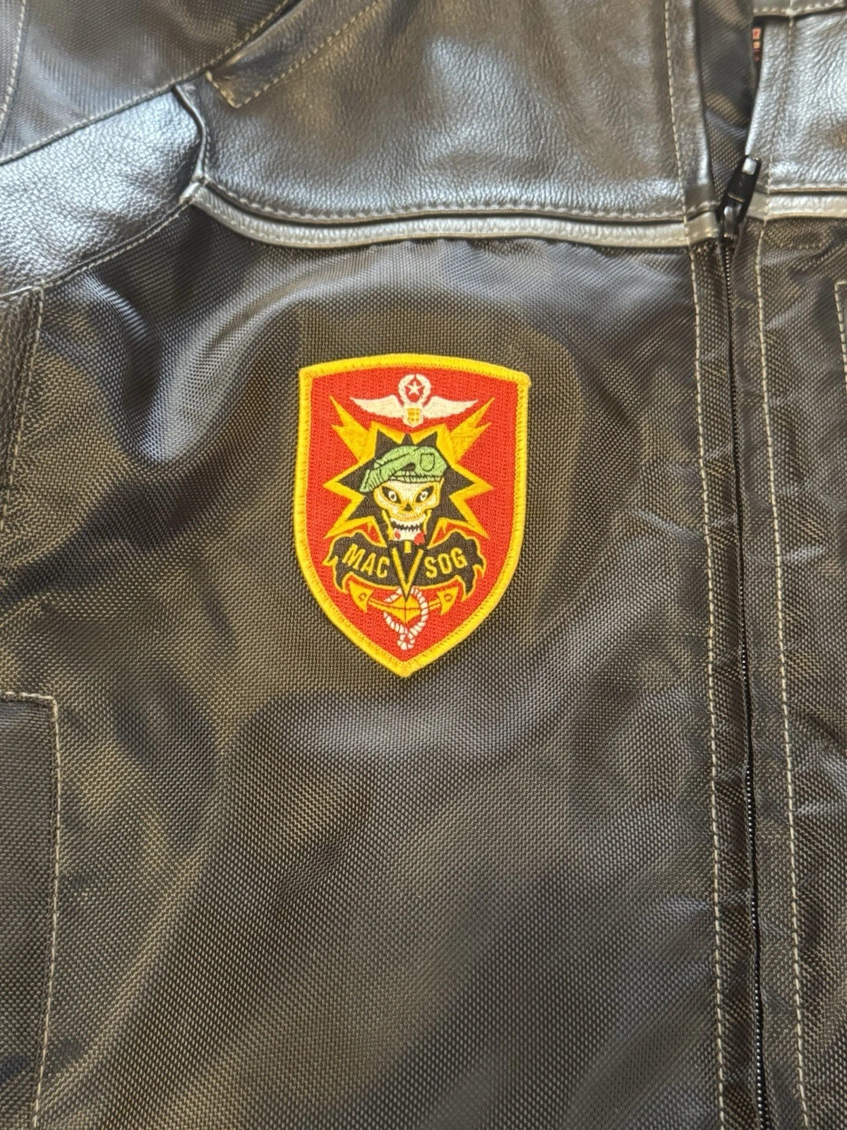 First Racing Motorcycle Jacket XXL Leather Textile MAC V SOG USA Patch image 3