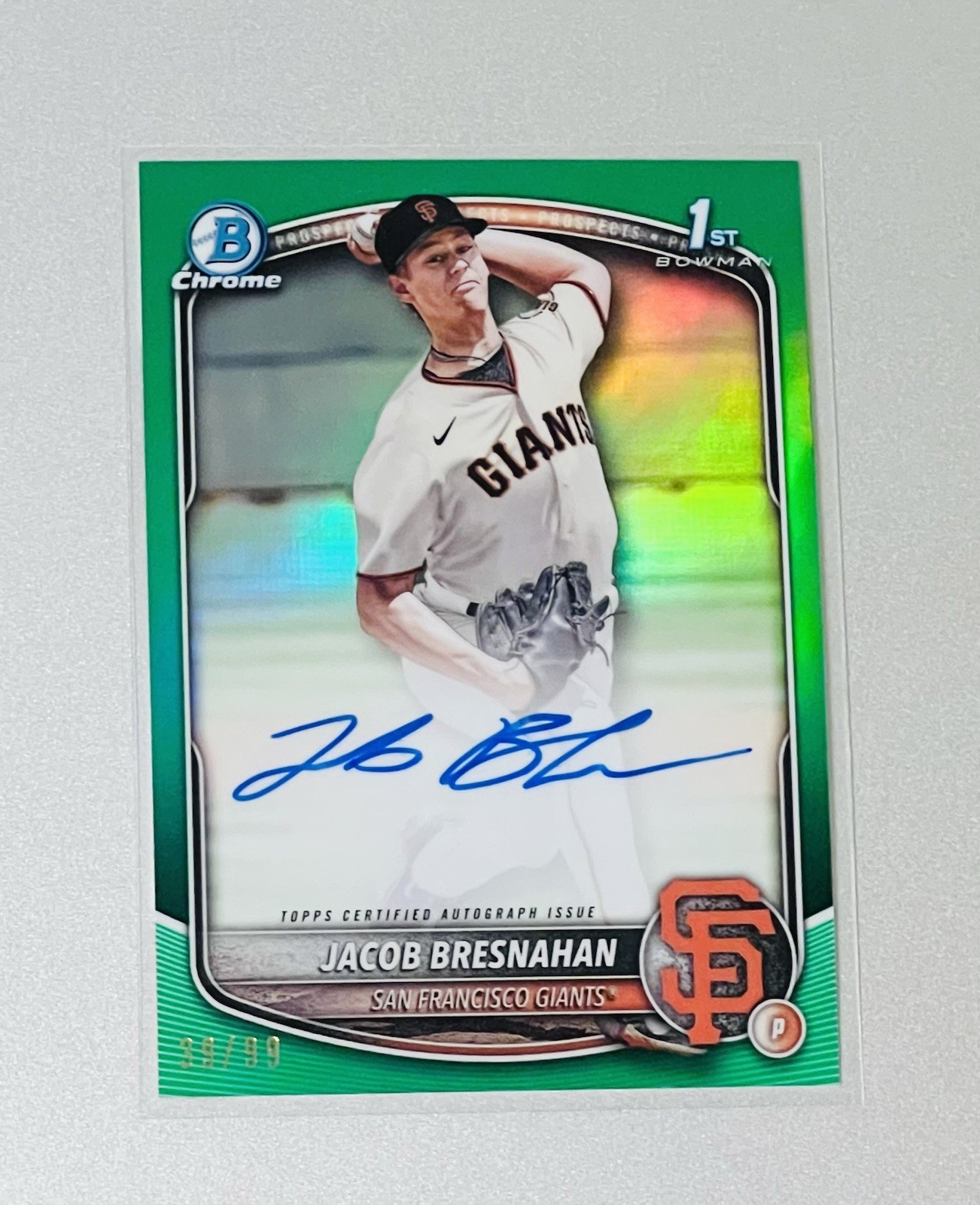 2025 Bowman Chrome Jacob Bresnahan 1st Auto Green /99 Giants