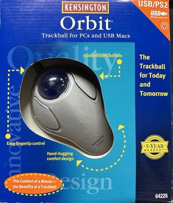 Kensington Orbit Trackball Mouse (with USB to PS/2 adapter and manual) Brand New