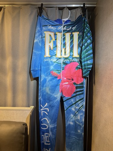 Public Space Fiji Water Jumpsuit Rare Los Angeles Artist Hoodie Romper M FullZip