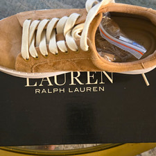 Lauren Ralph Lauren Tan Suede Lace-Up Sneaker...