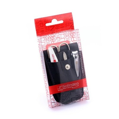 Solingen Manicure Pedicure Set Clippers Tweezers Scissors Nail File Travel Case