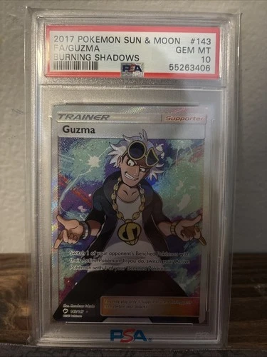 PSA 10 Guzma 143 Burning Shadows Full Art Trainer Sun & Moon