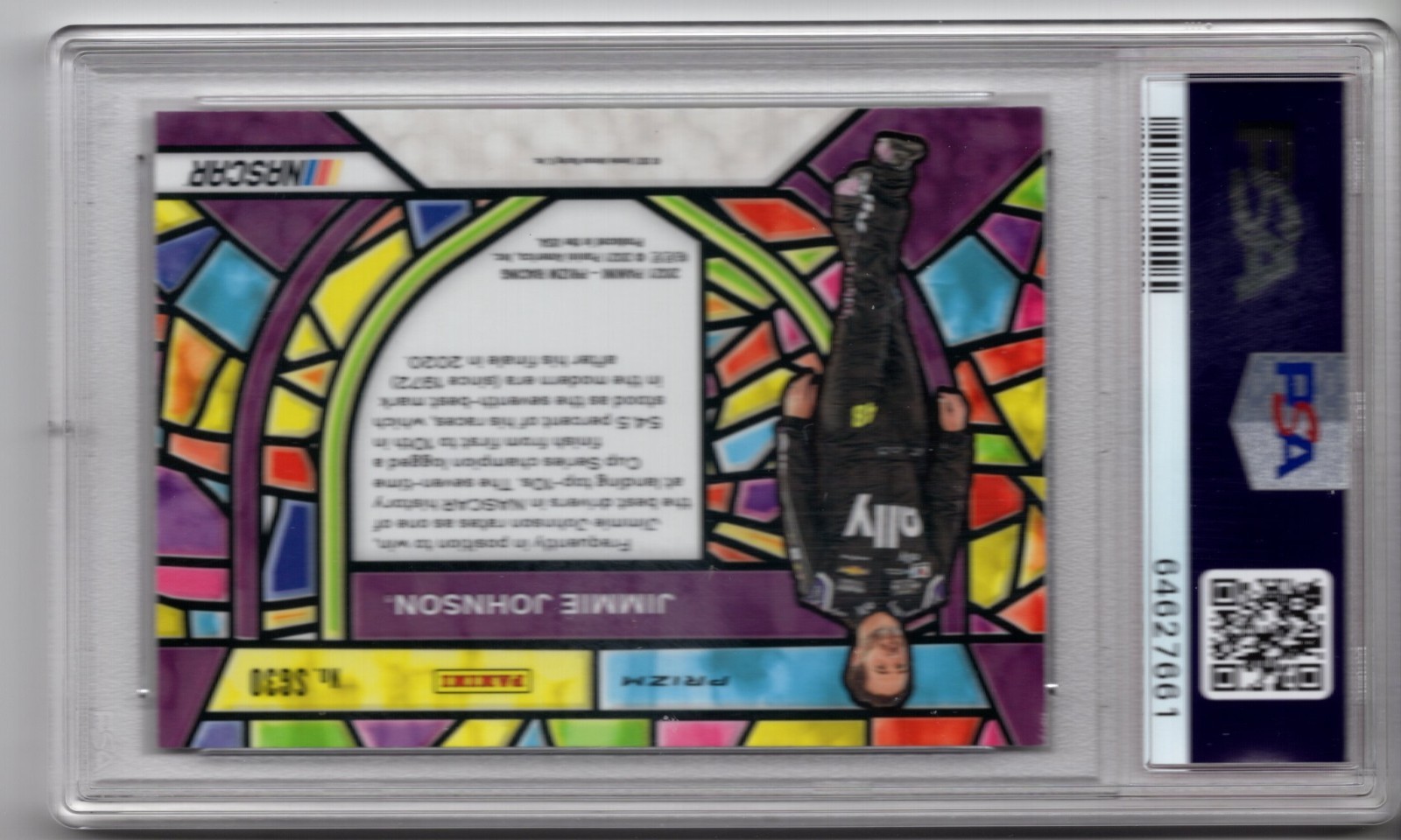 2021 Panini Prizm Nascar Racing Jimmie Johnson Stained Glass PSA 8 #30 Case Hit view 2