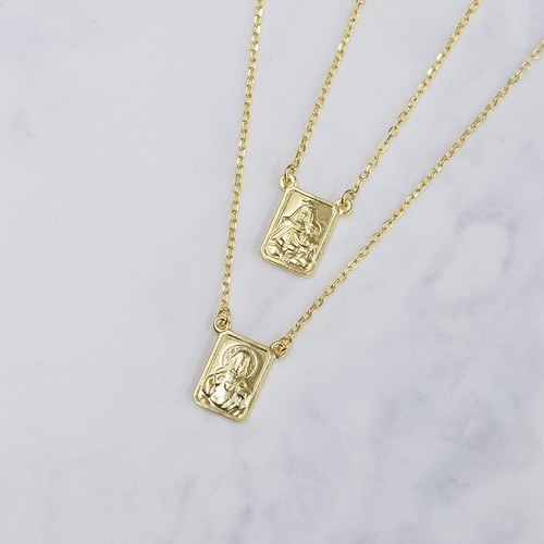 Roman Infinity Holy Scapular Sterling Silver Gold Necklace 26 Inches Long - Picture 7 of 8
