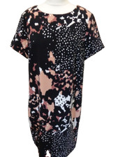 NEXT BRAND NEW BLACK, BROWN AND WHITE PRINT SHORT SLEEVE DRESS - SIZE 12