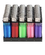 50 Pcs Full Size Disposable Butane Lighter Assorted Colors Wholesale Price