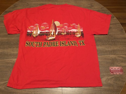 Vintage South Padre Islamd Texas Sailboat Beach Logo XL Red T Shirt - Picture 8 of 9