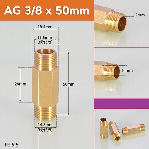 Male to Male Brass Hexagon Nipple Connector Adapter 1/8" 1/4" 3/8" 1/2" BSP - Picture 6 of 12
