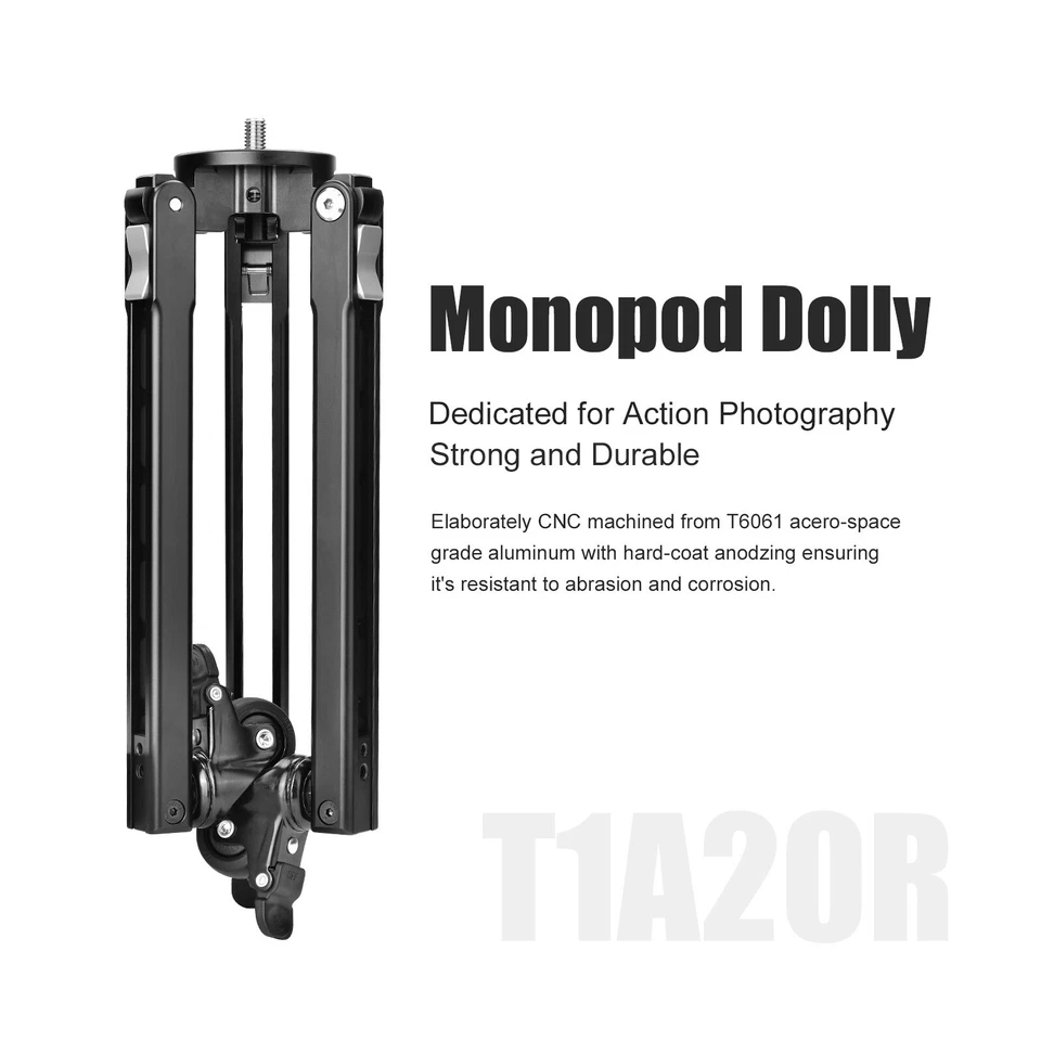 SUNWAYFOTO Monopod Dolly, Heavy Duty Rolling Stand, Photography Rubber Wheels - Image 2 of 4