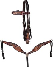Leather Western Tack Set With Headstall ,Breast Collar and Reins.