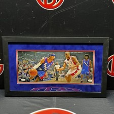 Allen Iverson & Steve Francis Autographed Framed 8x18 Photo Signed JSA