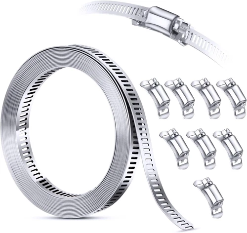 11.5FT Adjustable Large Hose Clamps Worm Gear Stainless Steel Clamp +8 Fasteners - Bild 2 von 14