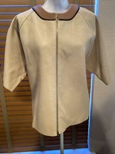 Marni Beige W/ Brown Trim Lamb Skin S/s Jacket Size It 40 Us 4. P12540