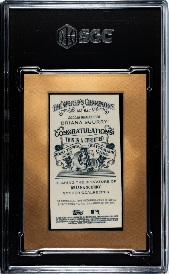 Briana Scurry 2020 Topps Allen & Ginter Mini Frame Red Ink Auto /10 SGC 10/9 - Image 2 of 2